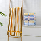 Ladies Cotton Towel Soft Striped Blue and White Bathroom Beach Gym Towel