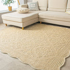 Decorative Living Room Rug Soft Microfiber Embossed Floral Non-Slip Backing