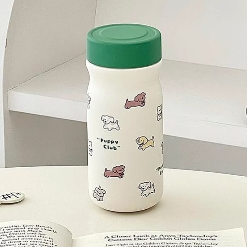 Insulated BPA-Free Water Bottle for Women with Cute Dog Design Leak-Proof Screw Cap