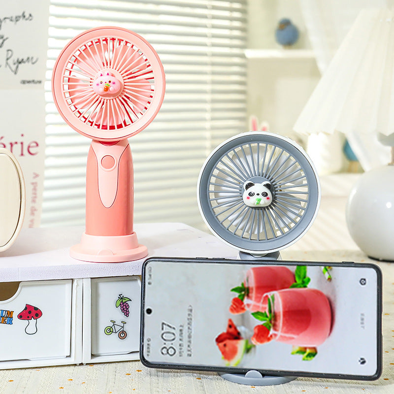 Portable USB Hand Fan for Women with Creative Animal Design Rechargeable Compact Handheld Fan