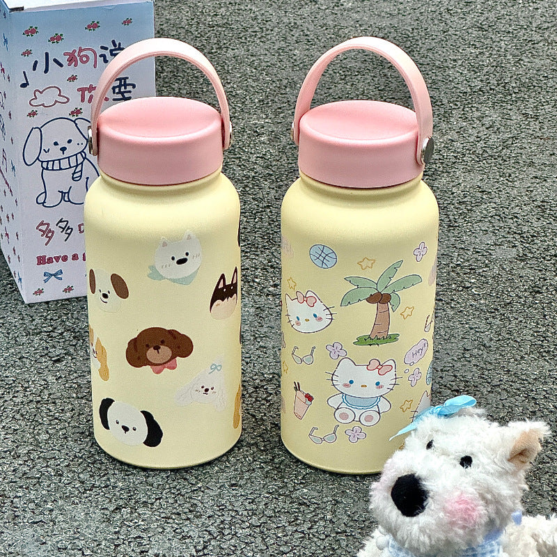 Women’s Insulated Stainless Steel Water Bottle with Cat Design Lightweight and Portable