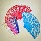 Ladies Decorative Handcrafted Fan with Intricate Patterns and Vibrant Colors