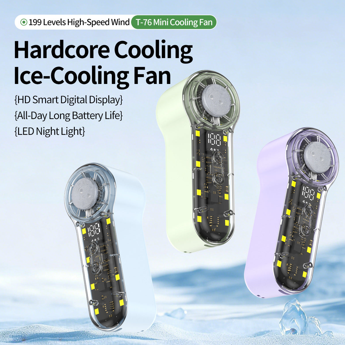 Portable Mini Cooling Fan With 199 Speeds and LED Display Compact Handheld Cooler