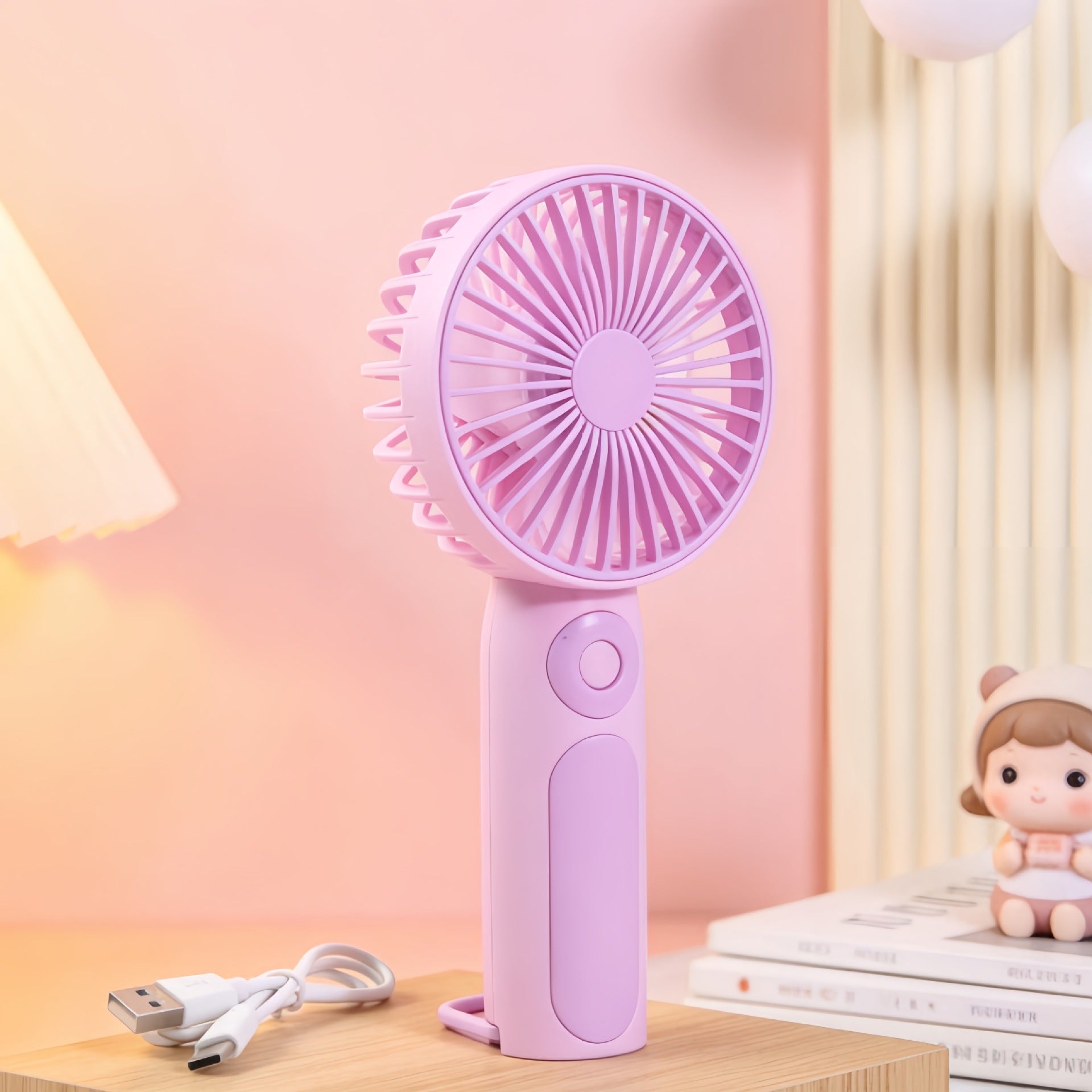 Portable Mini Fan USB Rechargeable Quiet Operation Stepless Speed Adjustable Compact Lightweight