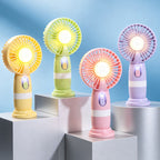 Portable USB Hand Fan with LED Light and Digital Temperature Display for Women