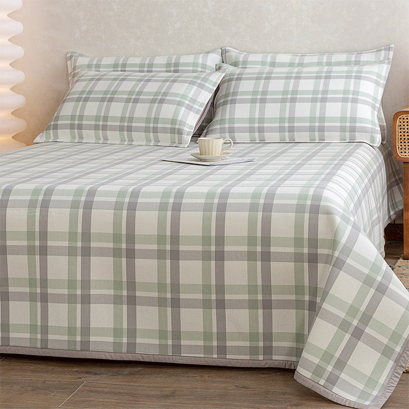 Bowlift Women's Checkered Cotton Bedding Set Gray High-Quality Breathable Cotton