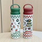 Women Stainless Steel Insulated Thermos Bottle Christmas Design Vacuum Flask with Handle