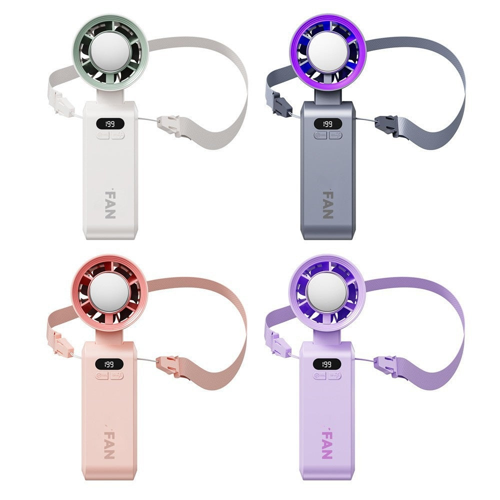 Portable Mini Fan with Digital Speed Display Adjustable Speeds Lightweight Rechargeable