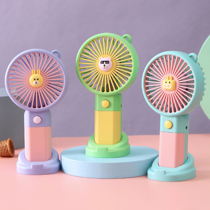 Portable Handheld Fan USB Rechargeable Cute Animal Design Lightweight Compact