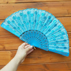 Handcrafted Ladies Fan with Exquisite Embroidery Lightweight Fabric Cooling Accessory