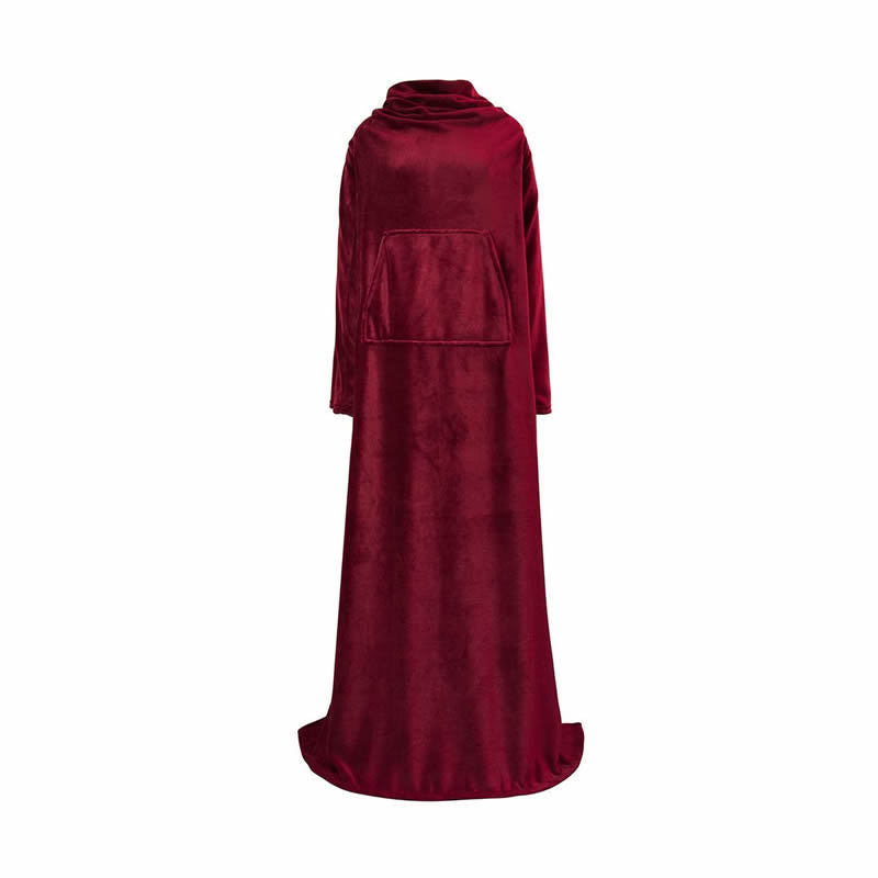 Women’s Fleece Blanket with Sleeves and Pockets Cozy Wearable Throw for Home and Travel