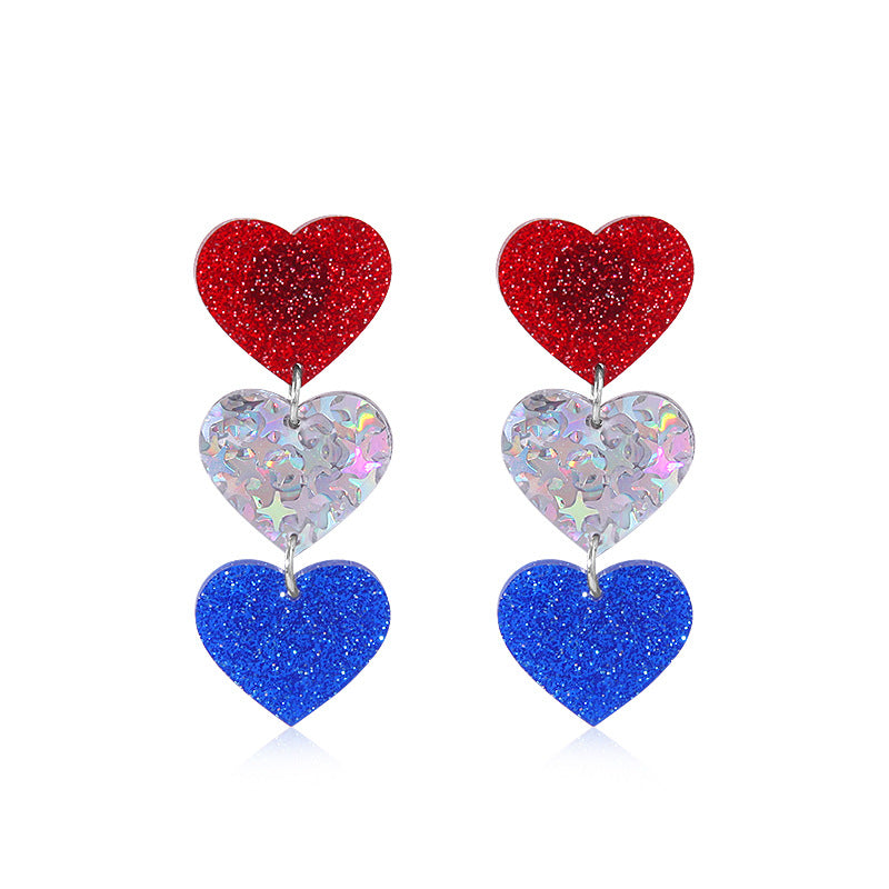 Women's Lightweight Star Earrings Enamel Flag Design Fishhook Closure Zinc Alloy