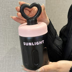 Women’s BPA-Free Water Bottle with Heart Handle Leak-Proof Screw Cap Lightweight Design