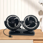 Dual-Head Portable Car Ventilation Fan Adjustable Airflow 12V Plug-In