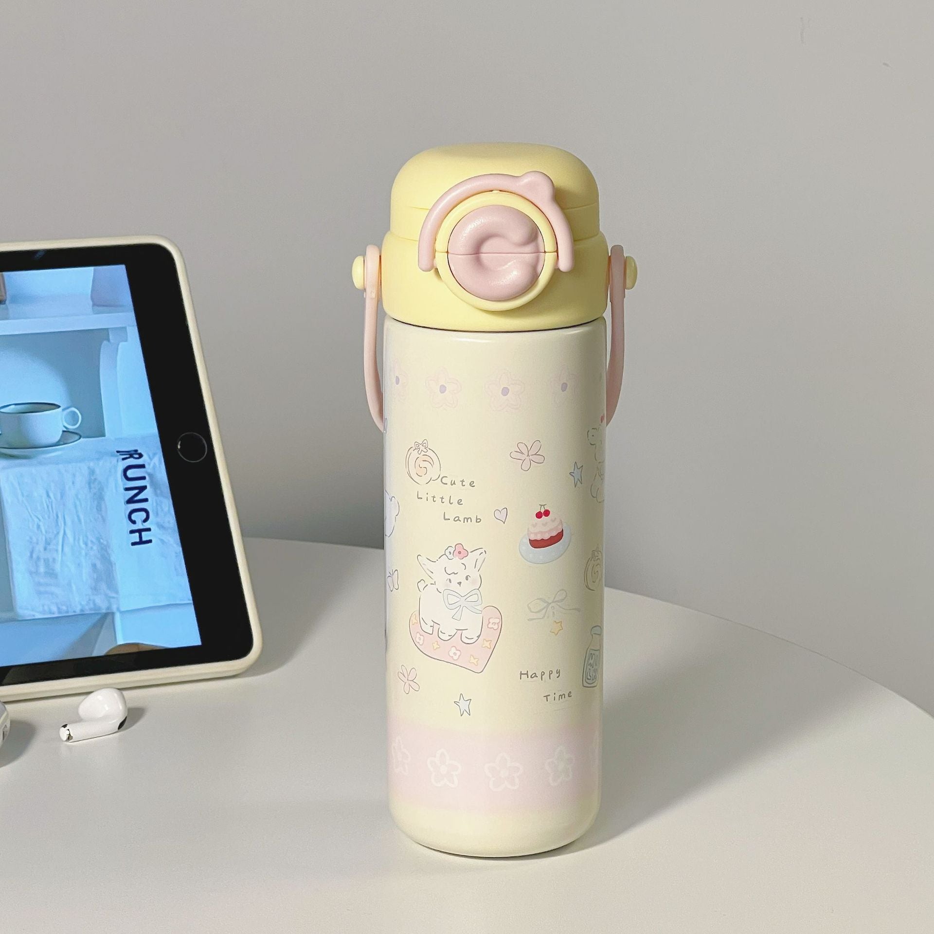 Women's Insulated Coffee Mug with Leak-Proof Lid and Unique Animal Design Portable Handle