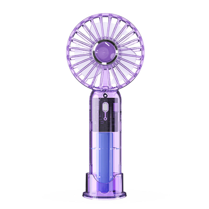 Portable USB Rechargeable Personal Fan with Multiple Speeds and LED Light Compact Handheld Fan for Women