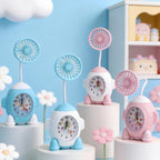 Ladies Desk Clock with Integrated Mini Fan Modern Design for Desk or Bedside