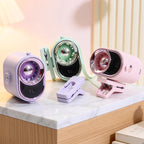 Ladies Table Fan Modern Retro Design Digital Display Compact Clip-On Quiet Operation
