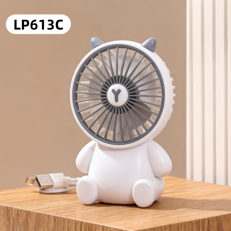 Portable USB Mini Handheld Fan with Cute Animal Design Lightweight Rechargeable Personal Fan