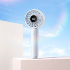 Portable Handheld Fan Compact Lightweight Rechargeable Battery LED Display Multiple Speeds