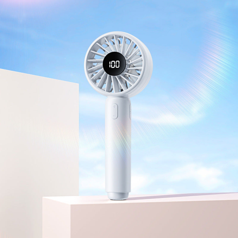 Portable Handheld Fan Compact Lightweight Rechargeable Battery LED Display Multiple Speeds