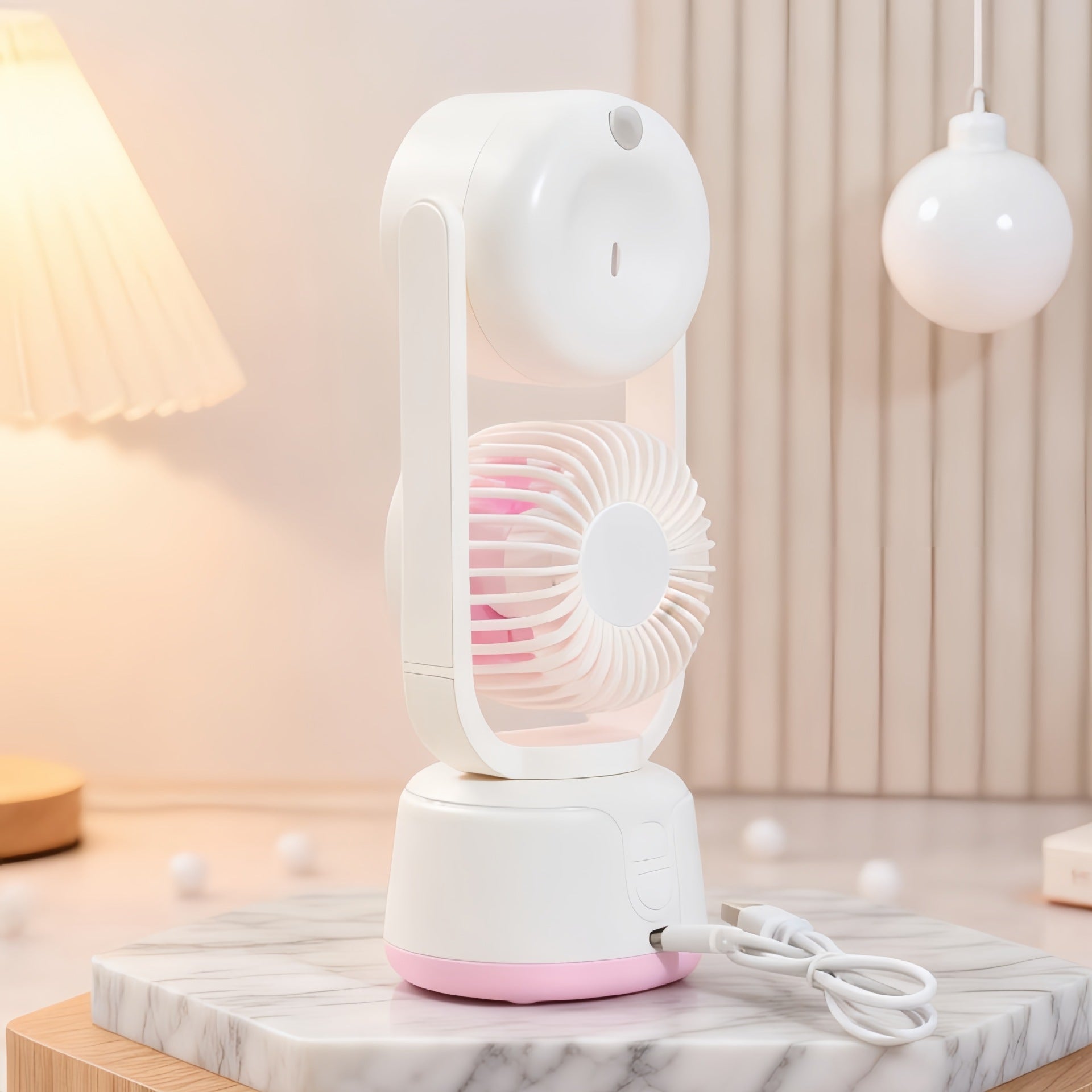 Portable Double Fan USB Rechargeable Quiet Motor Tiltable Heads Unisex