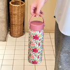 Flower Pattern Stainless Steel Insulated Thermos Bottle with Handle for Hot and Cold Drinks