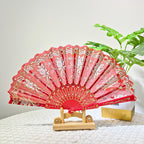 Ladies Decorative Handcrafted Fan with Intricate Patterns and Vibrant Colors