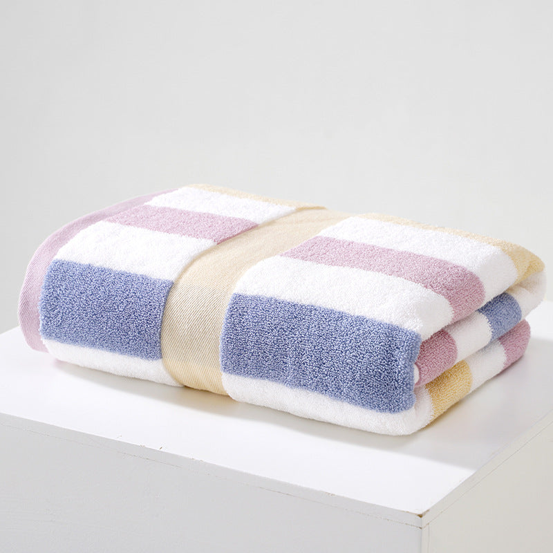 Ladies Cotton Towel Soft Striped Blue and White Bathroom Beach Gym Towel