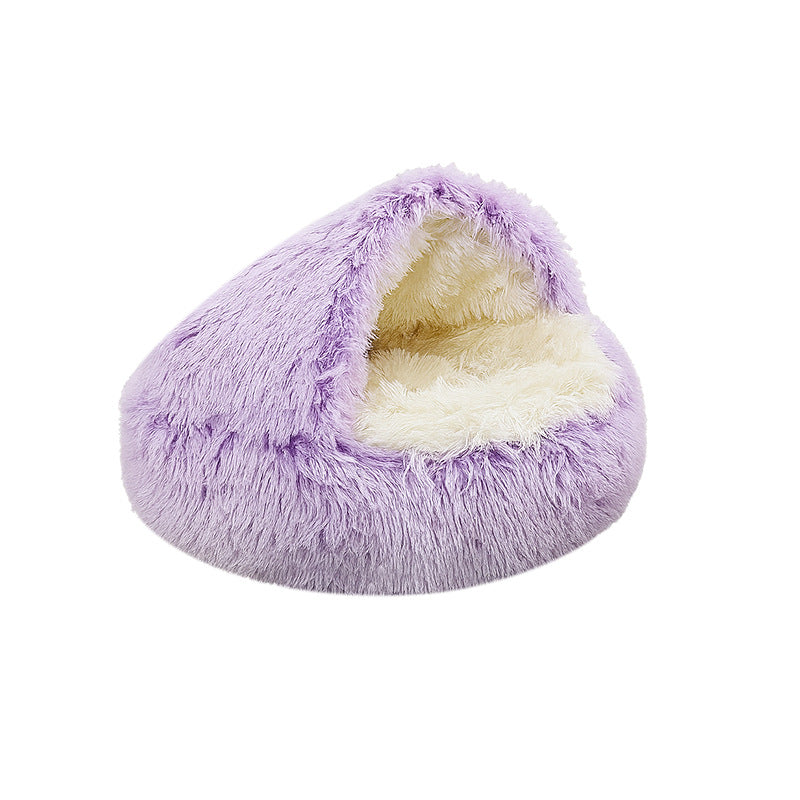 Unisex Plush Pet Cuddle Cave Soft Cozy Bed with Non-Slip Bottom for Small to Medium Pets