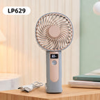 Portable USB Hand Fan Rechargeable with Digital LED Display Multi-Speed Control