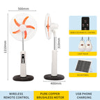 Solar-Powered Ventilation Fan with Remote Control USB Charging and Adjustable Light for Home and Office