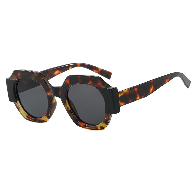 Ladies Hexagonal Sunglasses UV Protection Lightweight Fashionable Frame