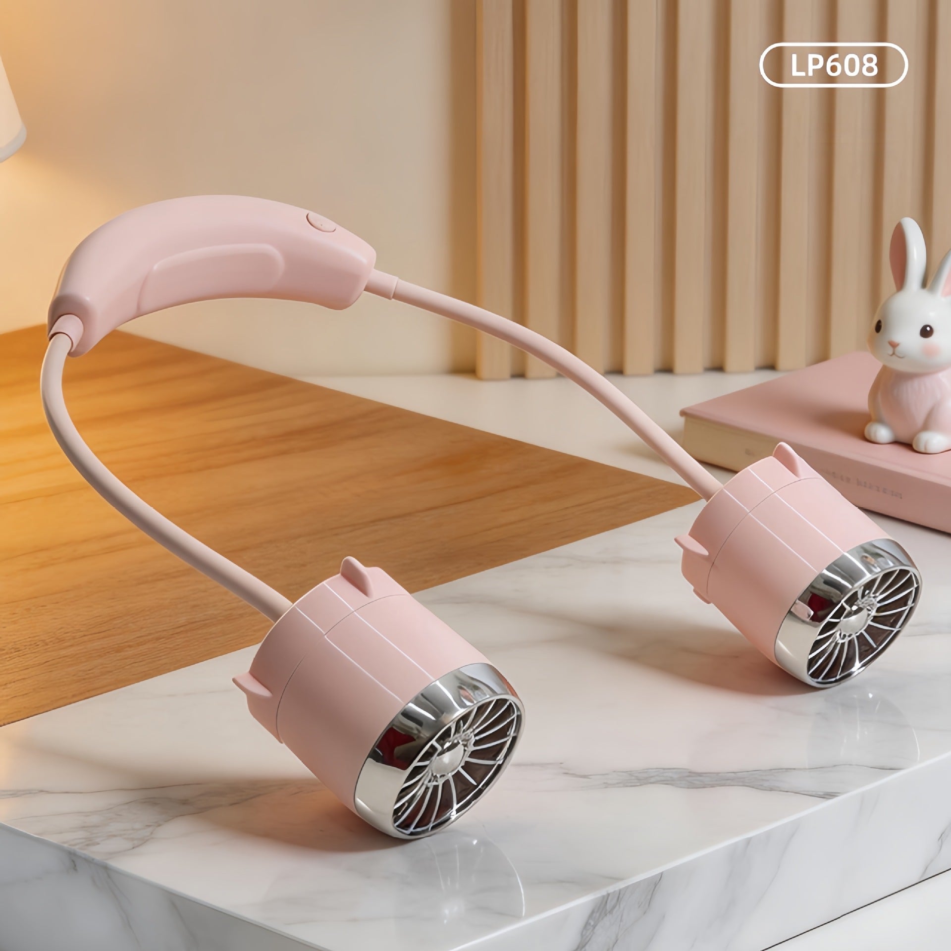 Women Wearable Neck Fan with Flexible Holder Portable Hands-Free Personal Cooling Fan