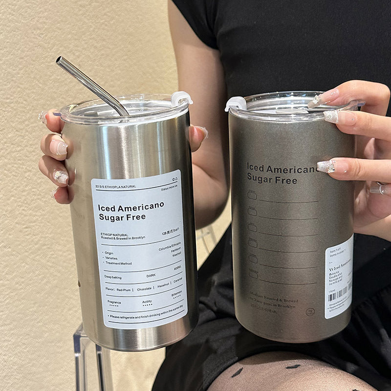 Women’s Stainless Steel Insulated Mug with Integrated Straw and Leak-Proof Lid