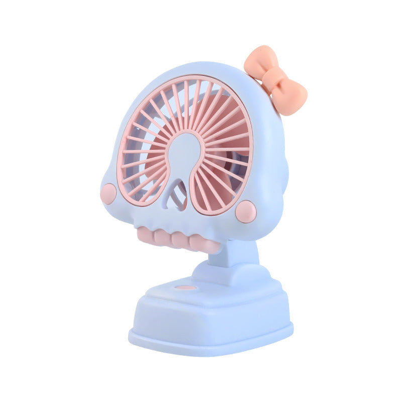 Cartoon Skull-Themed USB Rechargeable Desk Fan Portable Adjustable Speed