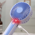 Portable Handheld Fan USB Rechargeable Ergonomic Grip Lightweight Personal Fan