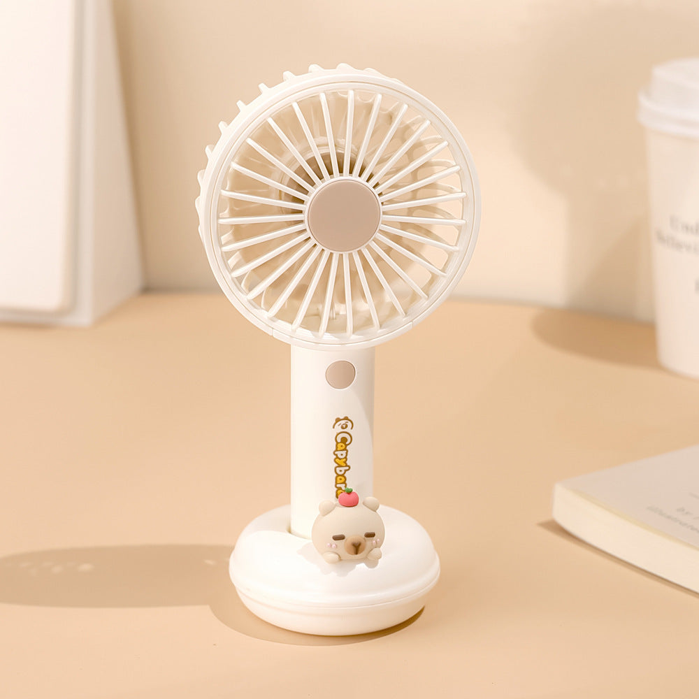 Rechargeable Handheld Fan Portable Cartoon Design Adjustable Speed Quiet Operation
