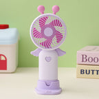 Portable Fan Adorable Character Design USB Rechargeable Quiet Operation Compact