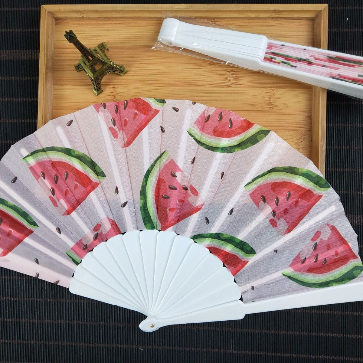Women’s Foldable Hand Fan with Shimmering Scale Pattern Lightweight Portable