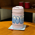 Women's Insulated Plastic Coffee Mug Double-Walled Flip Lid Cute Rabbit Design
