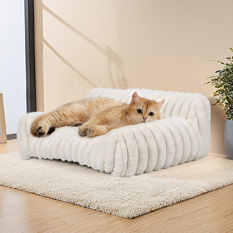 Harrow Cat Bed Plush Soft Ergonomic High Backrest Non-Slip Bottom Removable Cover