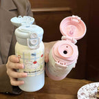 Insulated Water Bottle for Women with Flip Lid and Cheerful Design Durable and Easy to Clean