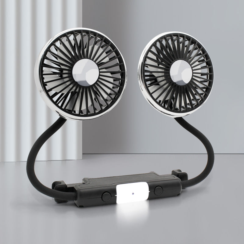 Harrow Dual-Head Adjustable Car Cooling Fan with Flexible Neck and Clip-On Mount