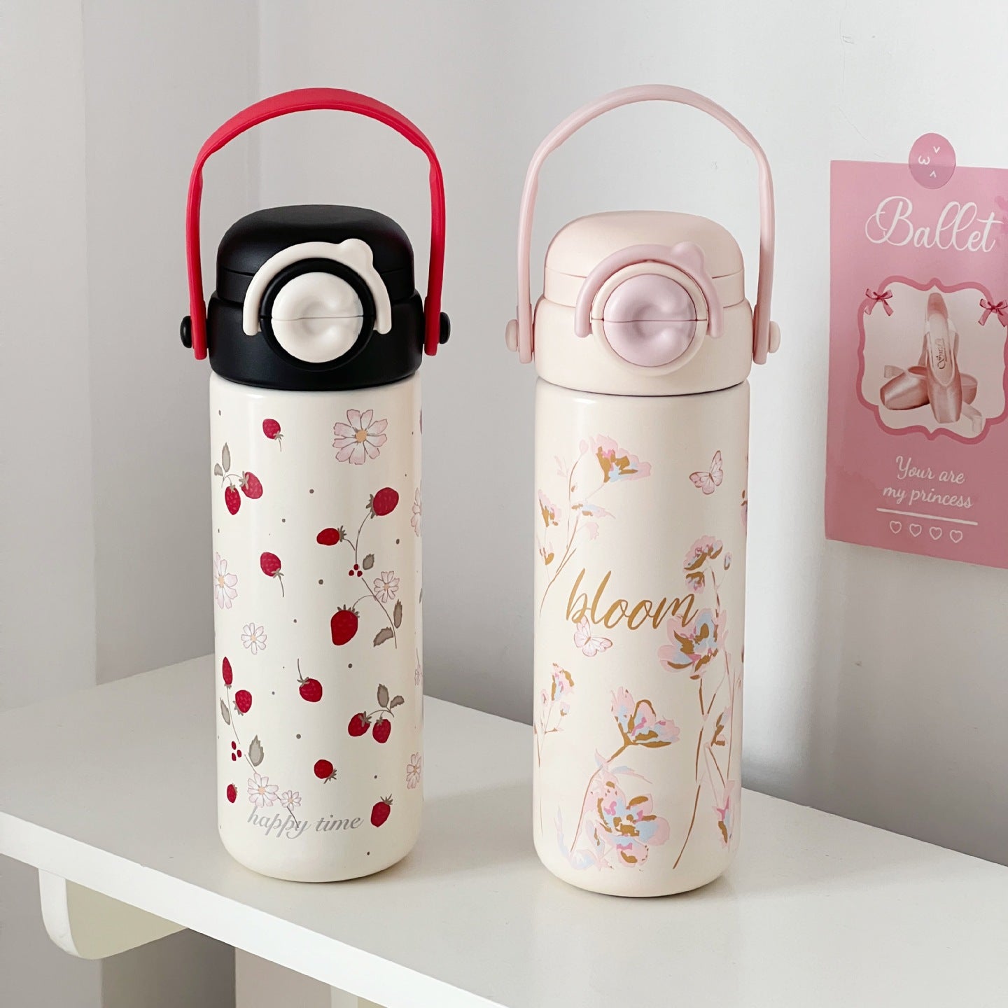 Ladies Insulated Stainless Steel Water Bottle Double Wall Leak-Proof Motiv Design