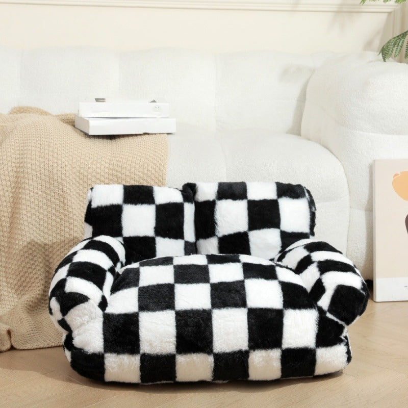 Women's Cozy Relax Armchair Plush Fabric Ergonomic Support Removable Cover