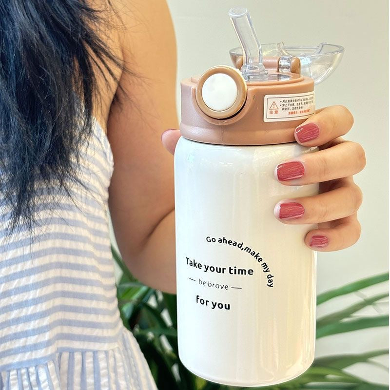 Women's Insulated Water Bottle with Flip Lid and Handle BPA-Free Eco-Friendly Design