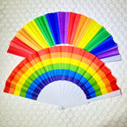 Ladies Rainbow Fan Lightweight Paper Folding Fan with Wooden Handle