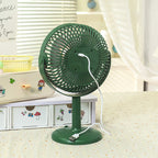Portable Battery-Operated Table Fan with USB Charging and LED Light Adjustable Head