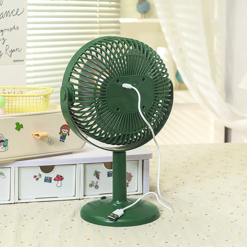 Portable Battery-Operated Table Fan with USB Charging and LED Light Adjustable Head